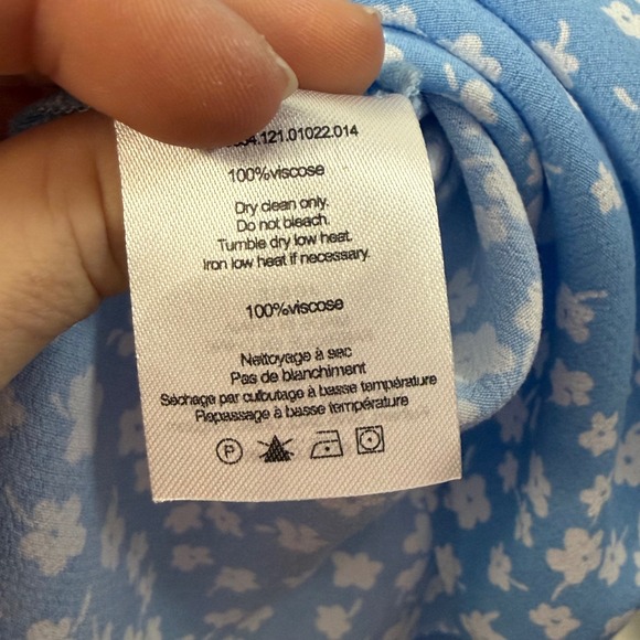 RIXO Josie Blue Floral Print Bow Neck Long Sleeve Viscose Blouse Top Size L - Picture 6 of 7